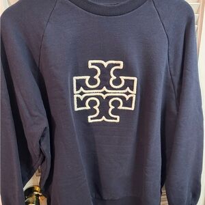 Tory Burch French Terry Raglan Logo Crewneck